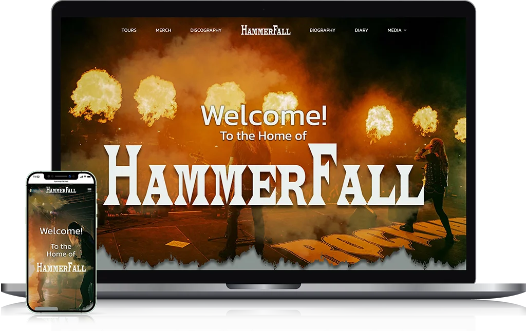 HammerFalls mobilanpassade hemsida