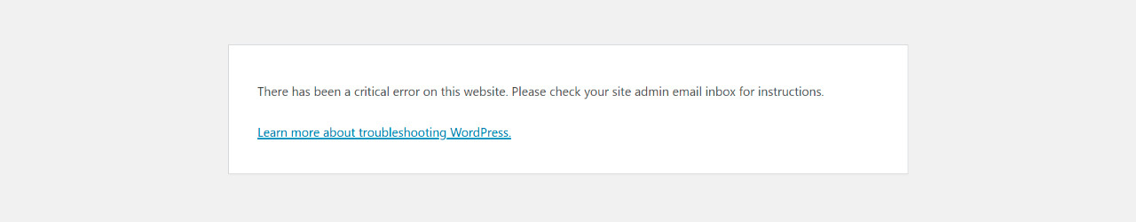 Wordpress Critical Error Notice